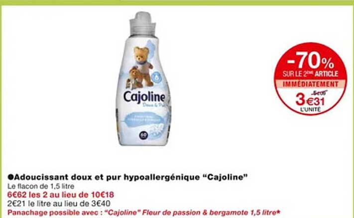 Promo Adoucissant Doux Et Pur Hypoallergénique 