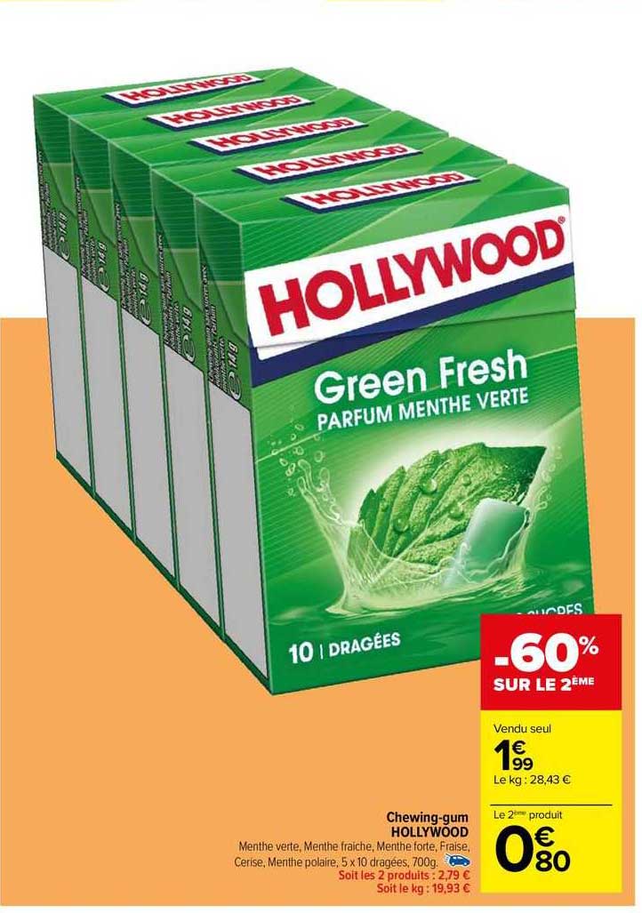 Promo Chewing Gum Hollywood chez Carrefour - iCatalogue.fr