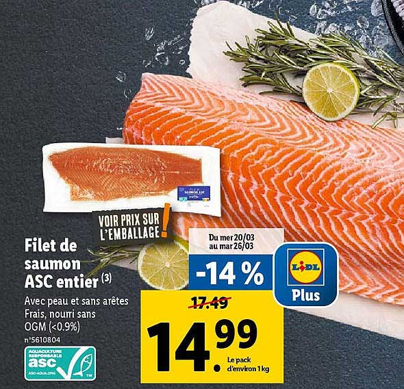 Promo Filet De Saumon Asc Entier Chez Lidl Icataloguefr 