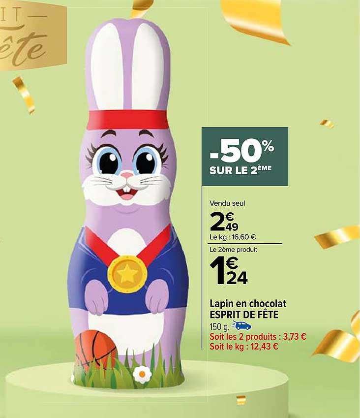 Promo Lapin En Chocolat Esprit De Fête chez Carrefour - iCatalogue.fr