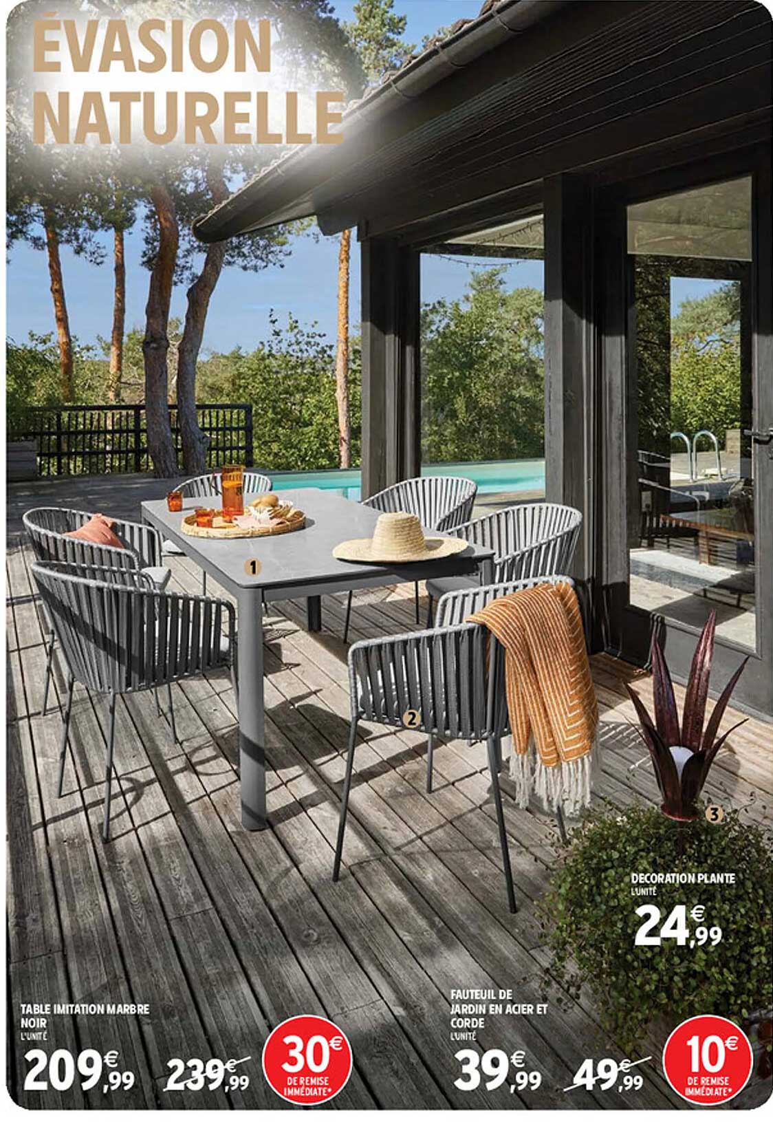 Promo Table Imitation Marbre Noir Fauteuil De Jardin Acier Et Corde Promo Table Imitation Marbre Noir Fauteuil De Jardin Acier Et Corde