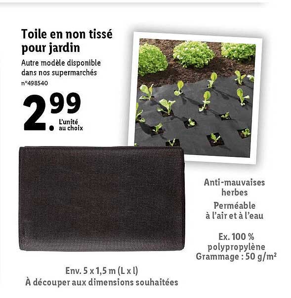 Toile De Drainage Non-tissée HaGa - 2 M De Large, Vendue Au Mètre, 200 G/m², Anti-mauvaises Herbes, Perméable