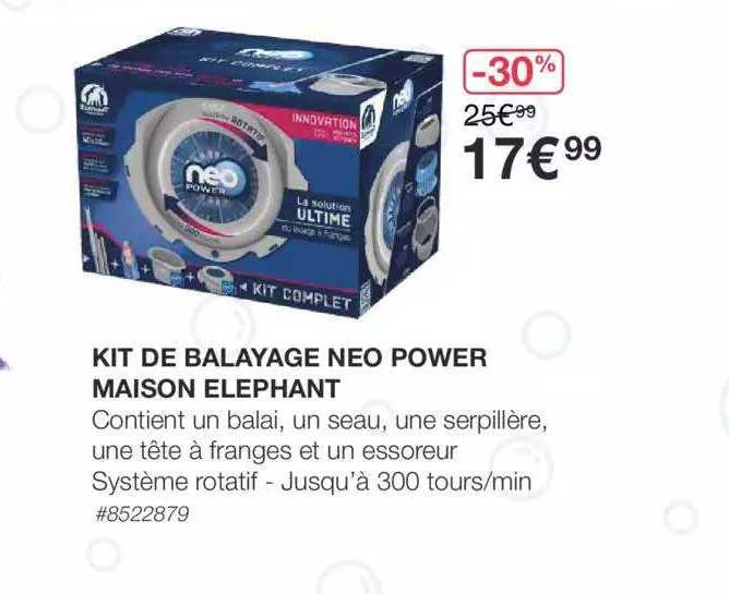 Elephant Kit Neo Power: Secchio + Strizzatore + Mocio Spagnolo | Pulizia Facile E Mani Asciutte