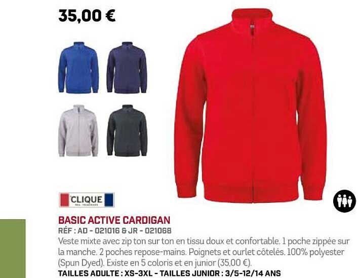 Offre Basic Active Cardigan Clique chez Sport 2000