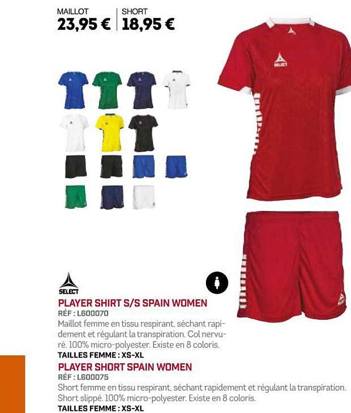 Sport 2000 Select Player Shirt S S Spain Women Player Short Spain Women