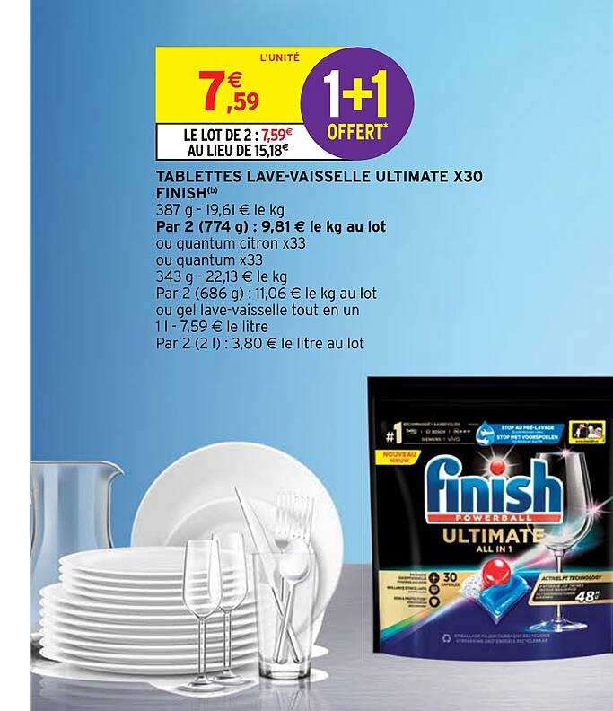 Tablettes pour Lave-vaisselle Finish Ultimate Plus (20 Unités