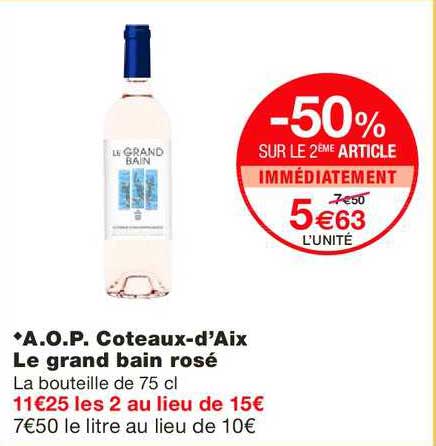 Monoprix A.o.p. Coteaux D'aix Le Grand Bain Rosé