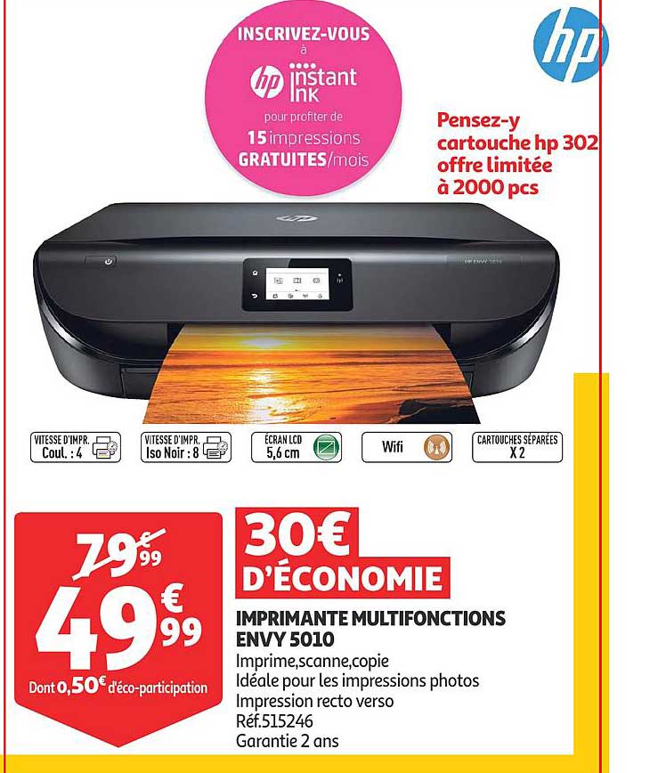 ceja alarma Regulación Promo Imprimante Multifonctions Envy 5010 chez Auchan - iCatalogue.fr