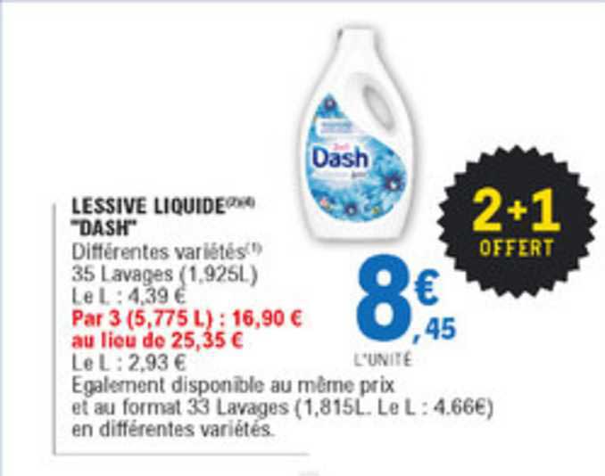 Promo Dash 2 en 1 - Lessive Liquide 1,75 L à 3 pour 18.30 € - 35