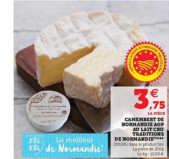 Promo Camembert De Normandie Aop Au Lait Cru Traditions De Normandie Chez Hyper U Icataloguefr 