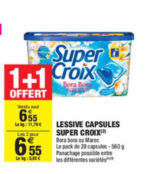 Promo Lessive Capsule Super Croix 1+1 Offert chez Carrefour Market