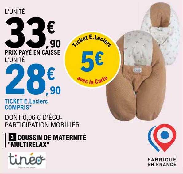 Promo Tinéo coussin de maternité multirelax chez Casino Hyperfrais