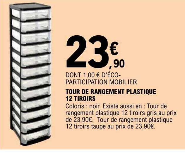 Promo Tour De Rangement 10 Tiroirs Noire chez Intermarché