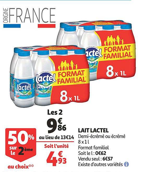 Auchan Lait Lactel 50% Sur Le 2ème