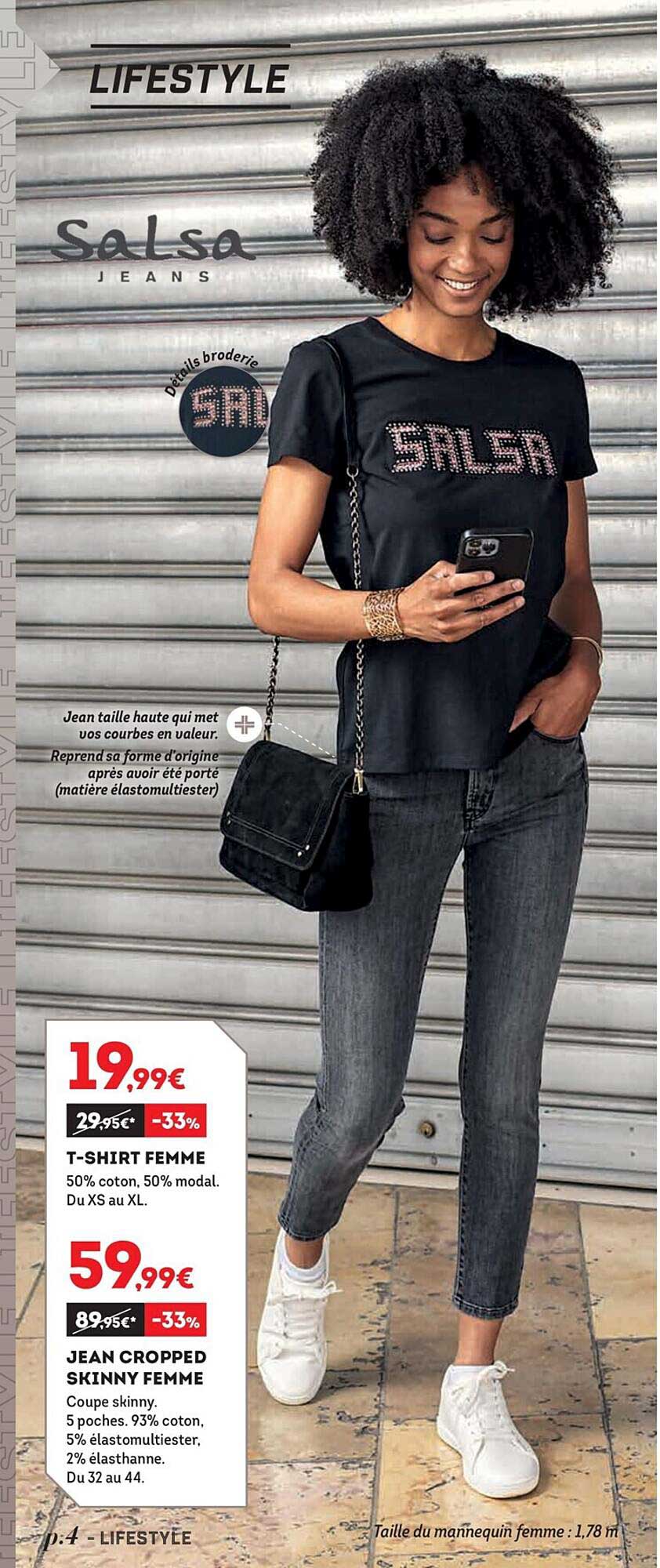 Sport 2000 T-shirt Femme Salsa Jeans, Jean Cropped Skinny Femme Salsa Jeans