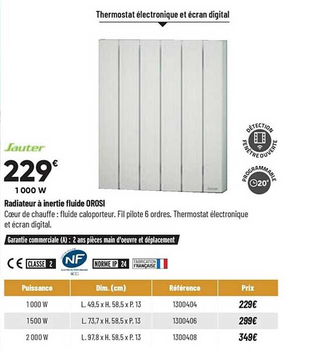 Promo Radiateur à Inertie Fluide Orosi Sauter Chez Bricorama ...