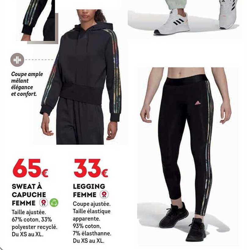 Sport 2000 Sweat à Capuche Femme Adidas, Legging Femme Adidas