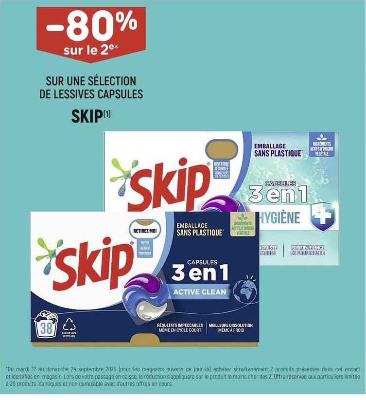 Promo Lessives Capsules Skip chez Leader Price - iCatalogue.fr