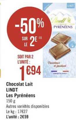 Promo Chocolat LINDT Lindor Lait chez Géant Casino