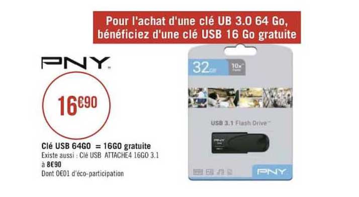 Promo Clé USB 16 Go 3.0 V3 chez Géant Casino