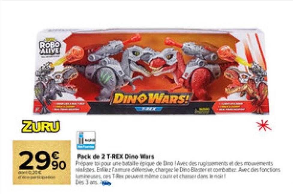 Carrefour Market Pack De 2 T-rex Dino Wars Zuru