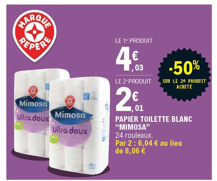 Auchan : 96 rouleaux de papier toilette Renova (48 / 48 gratuits