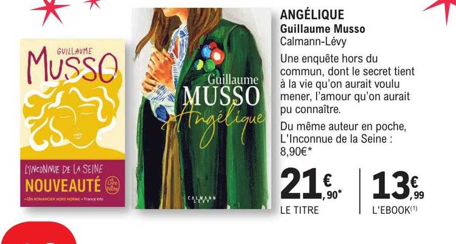 Promo Angélique - Guillaume Musso Calmann-lévy chez E.Leclerc 