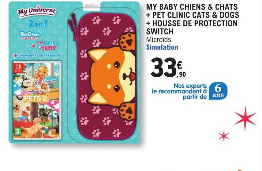 E.Leclerc My Baby Chiens & Chats + Pet Clinic Cats & Dogs + Housse De Protection Switch
