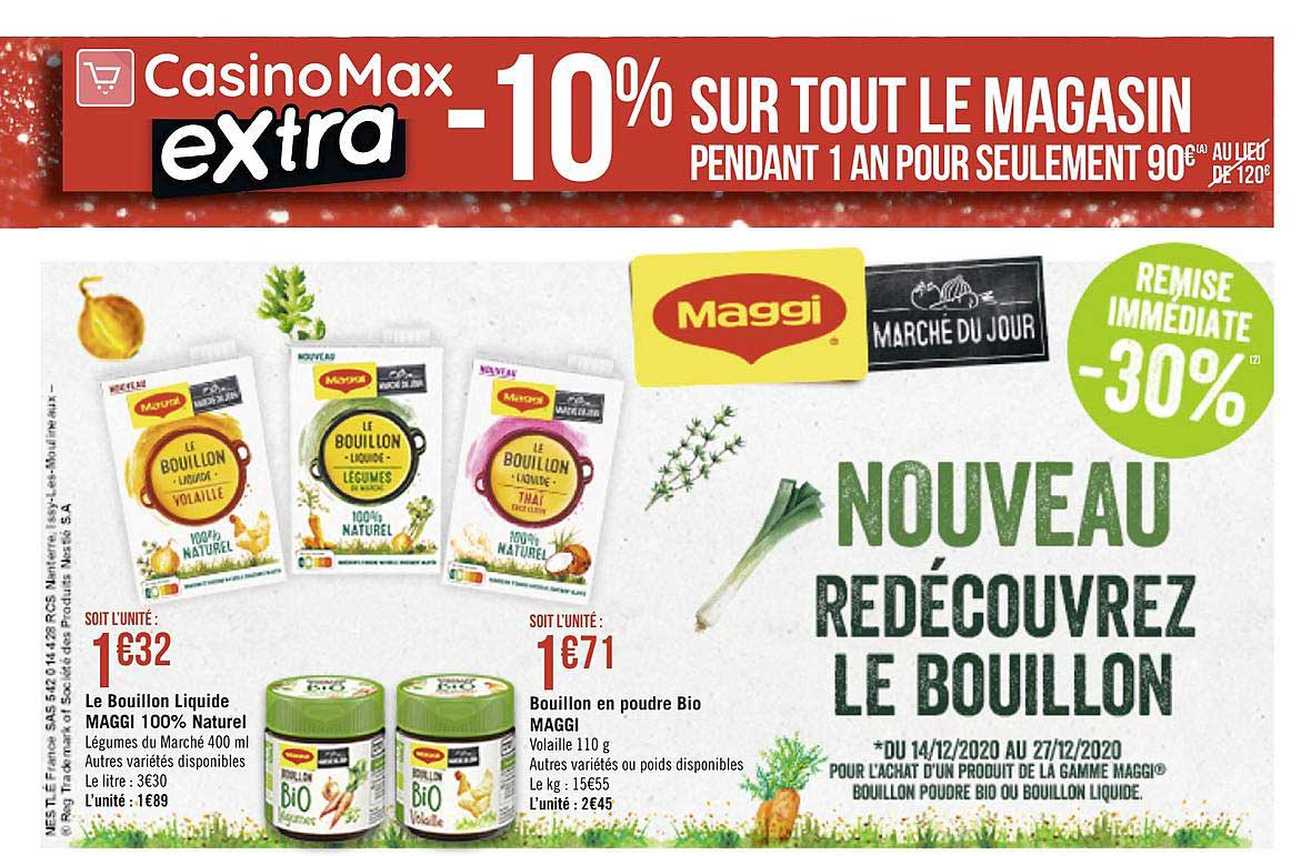 Promo Le Bouillon Liquide Maggi 100 Naturel, Bouillon En Poudre Bio