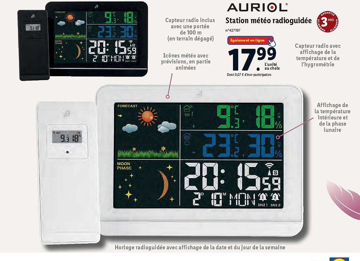 Promo Auriol Station Météo Radioguidée chez Lidl - iCatalogue.fr