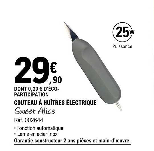Promo Couteau à Huître électrique Sweet Alice chez E.Leclerc Espace  Culturel 