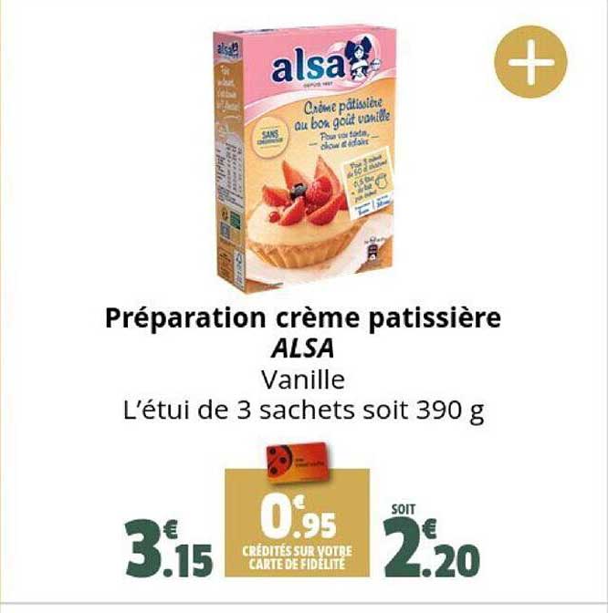 Préparation pour crème pâtissière onctueuse ALSA, 3 sachets, 390g - Super  U, Hyper U, U Express 