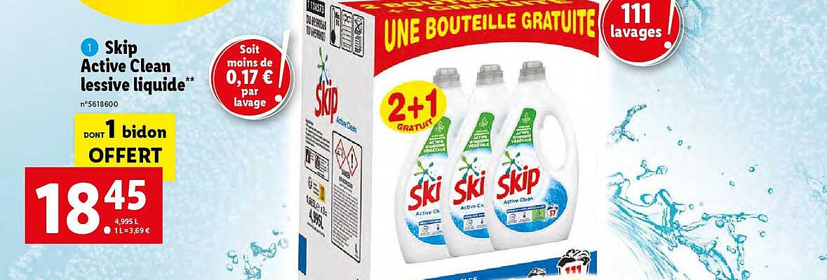 Promo Skip Active Clean Lessive Liquide chez Lidl - iCatalogue.fr