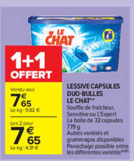 Offre Lessive Capsules Duo Bulles Le Chat Chez Carrefour Market