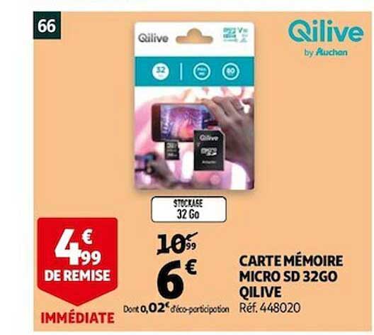 QILIVE Micro SDXC - 32 Go - Compatible 4K - Adaptateur SD - Carte mémoire  pas cher 