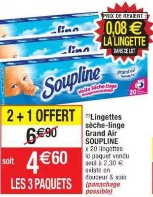 SOUPLINE - 20 Lingettes Seche Linge Grand Air - Lot De 4 - Vendu