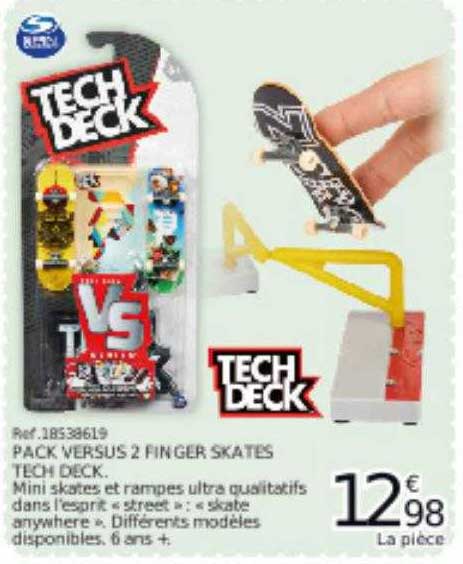 Tech Deck Pack Versus – 2 Finger Skates Miniatures + 1 Obstacle De Rue – Jeu De Skate Doigt Pour Enfants Dès 6 Ans – Modèles à Collectionner