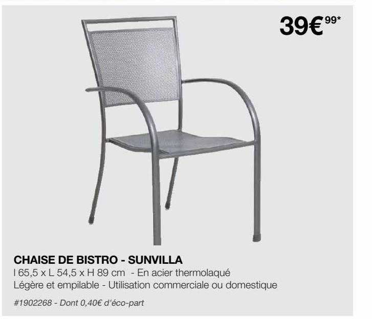 Offre Chaise De Bistro Sunvilla chez Costco