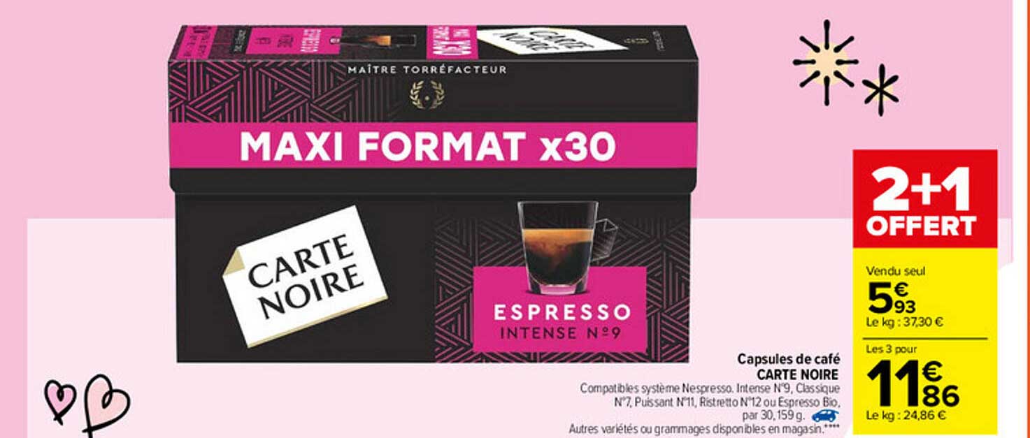 Offre Capsules De Cafe Carte Noire Chez Carrefour