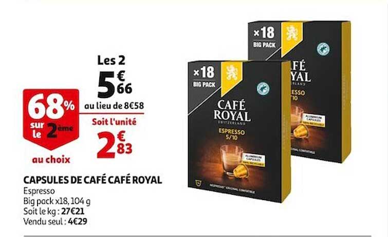 Promo Capsules De Café Café Royal Chez Auchan - ICatalogue.fr