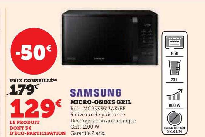 Promo Micro-ondes 28 L Samsung chez Super U 