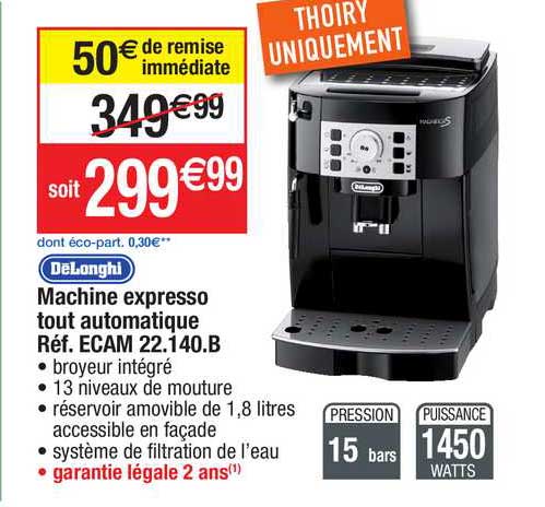 Promo Machine Expresso Tout Automatique Ecam 22.140.b Delonghi chez Migros  France 