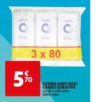Offre Cosmia Baby Maxi Carres Sensitive Chez Auchan Direct