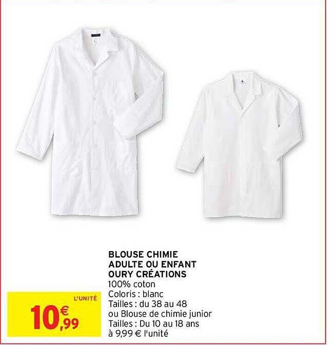 Blouse Chimie Enfant En Coton/polyester - Manches Longues, Poches - Pour école, Laboratoire, Déguisement Scientifique