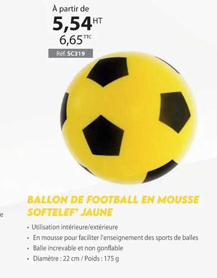 Ballon de football en mousse softelef' jaune 