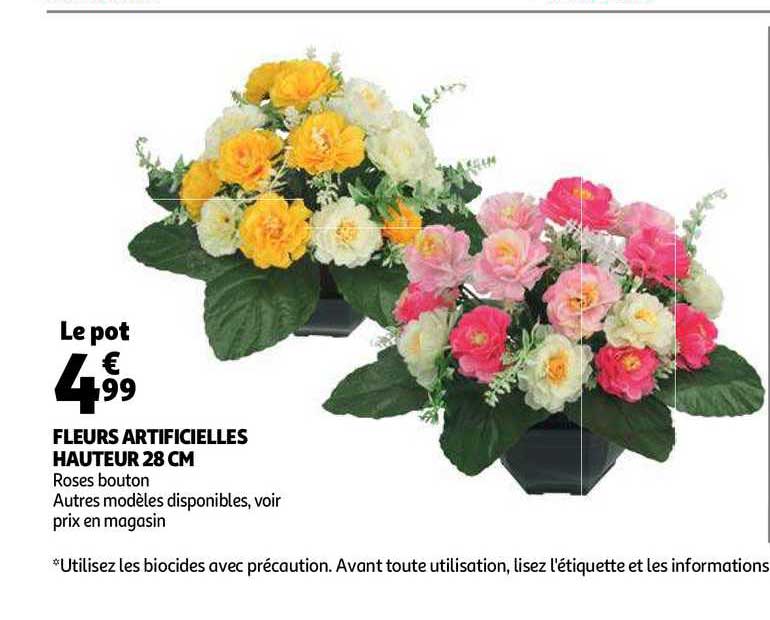 Offre Fleurs Artificielles Hauteur 28 Cm chez Auchan Direct
