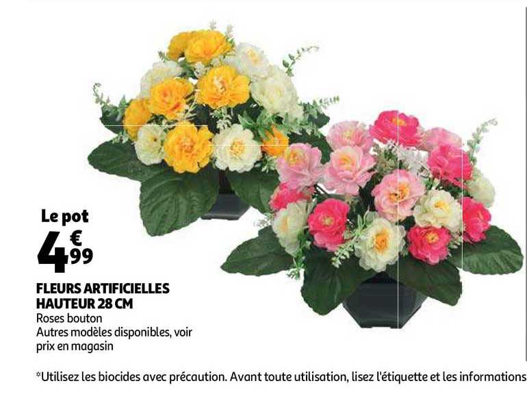 Offre Fleurs Artificielles Hauteur 28 Cm chez Auchan Direct