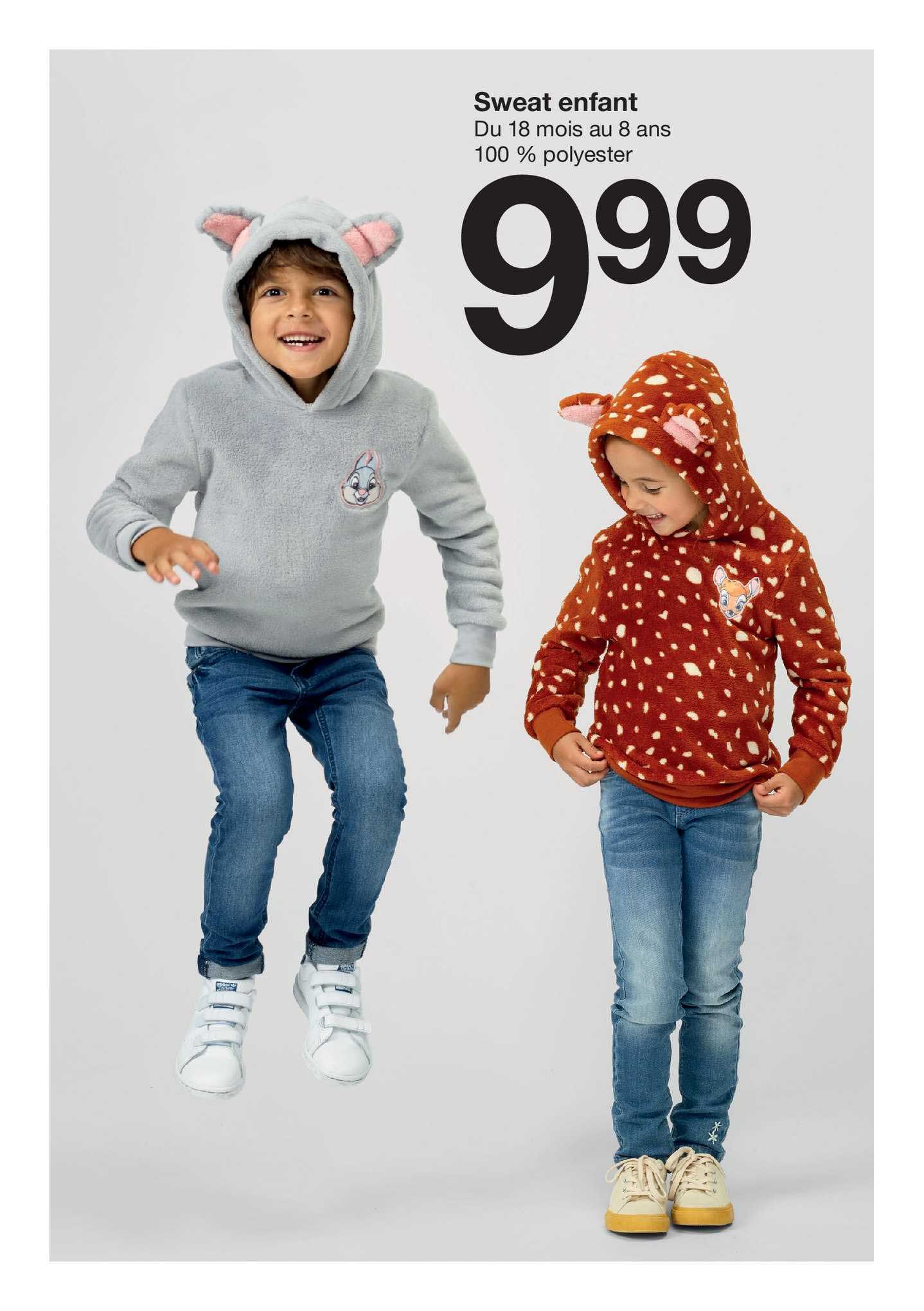 Sweat Enfant EUFANCE - 100% Coton, Coupe Lâche, Taille 90 à 140 Cm, Manches Longues, Confort Hiver