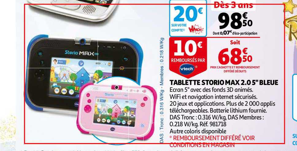 Promo Tablette Storio Max 2.0 Bleue chez Auchan
