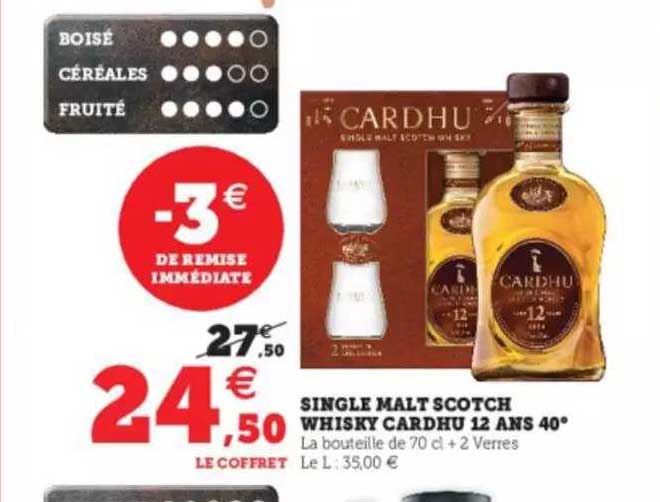 Promo Single Malt Scotch Whisky Cardhu 12 Ans 40° chez Super U ...